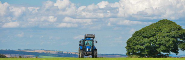 A tractor on a farm near Cranfield school